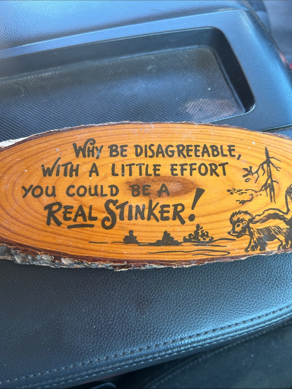 vintage Rustic Wood Slice Plaque with Black Lettering -